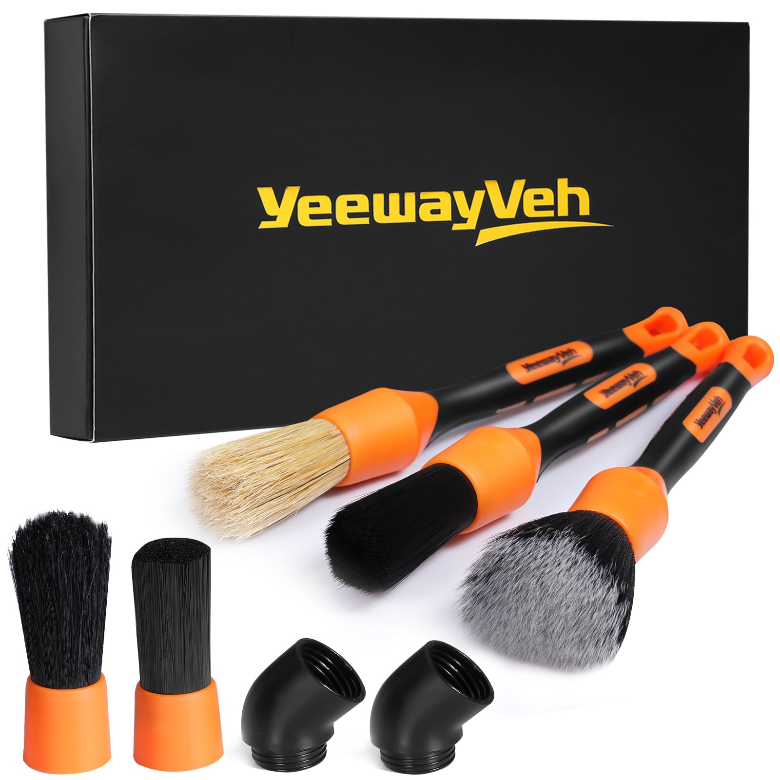 Car Cleaning Brush Kit, 7pcs Auto Detailing Brush Set with Soft