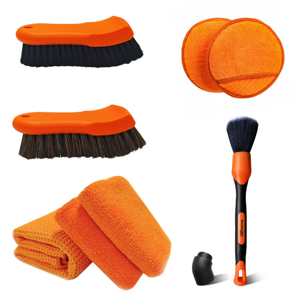 YeewayVeh Car Interior Detailing Brush Kit 7Pcs Orange