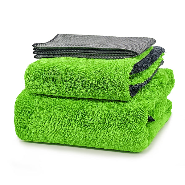 YeewayVeh 3 Pack 1400GSM Car Drying Towel Kit, Green