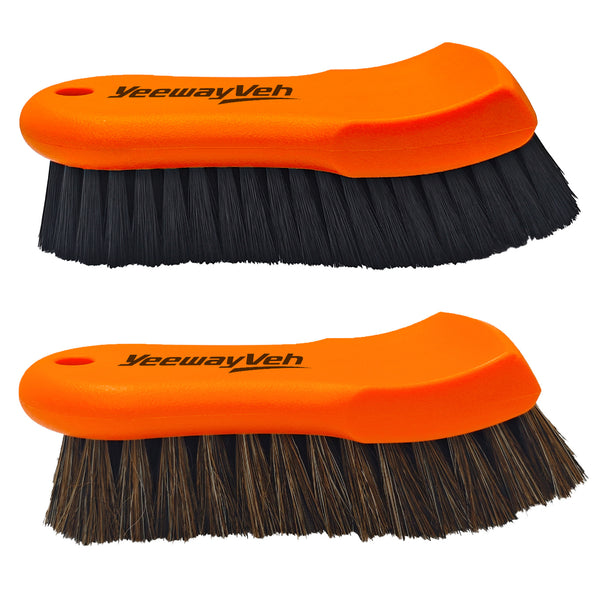 YeewayVeh Leather Brush, Horse Hair Brush for Leather Car Interior，Orange